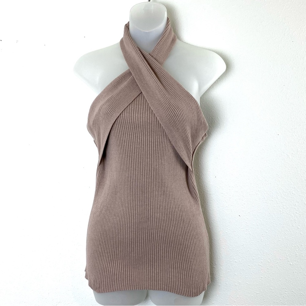 LaLa Factory Cross Front Halter Sweater - Small